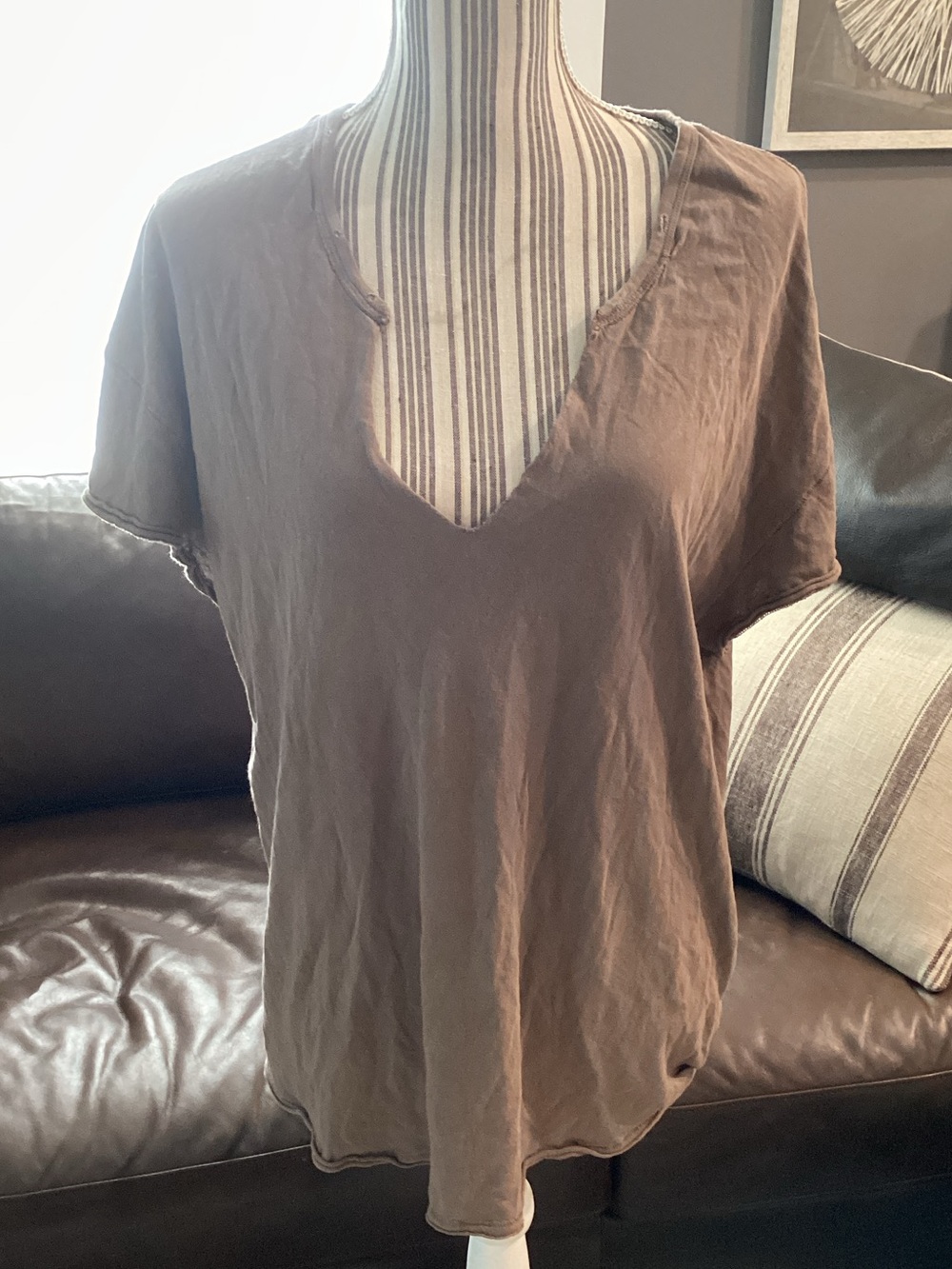 We The Free Brown V-Neck Short Sleeve Tee